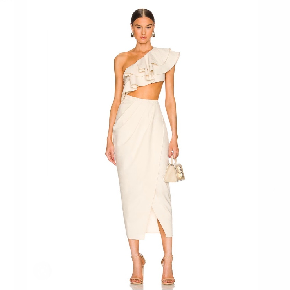 REVOLVE YAURA Titi Dress in Cream Size UK 12 - US 8